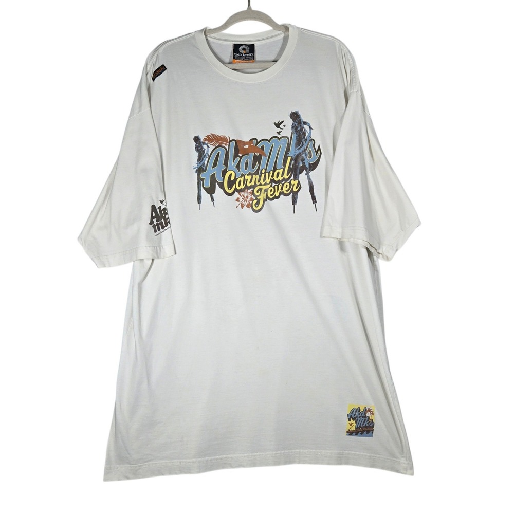 Akademiks Carnival Fever T-Shirt Mens XXXL 3XL White Graphic Trinidad Tobago Y2K